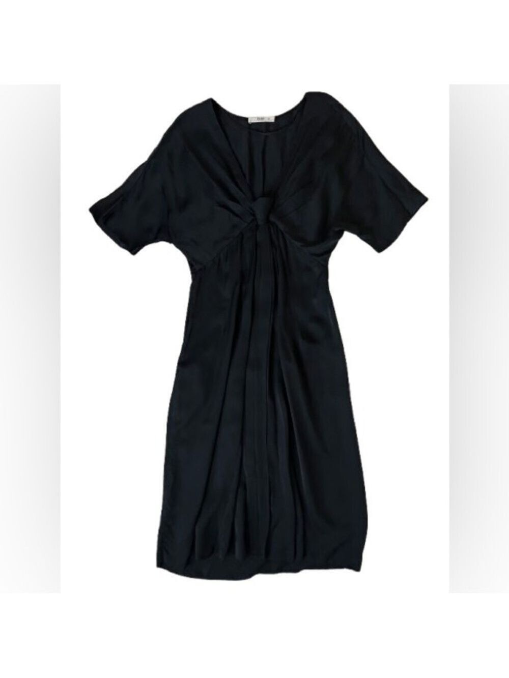 Prada Deep V Dolman Sleeved Black Midi Dress Size 40 - Picture 3 of 9